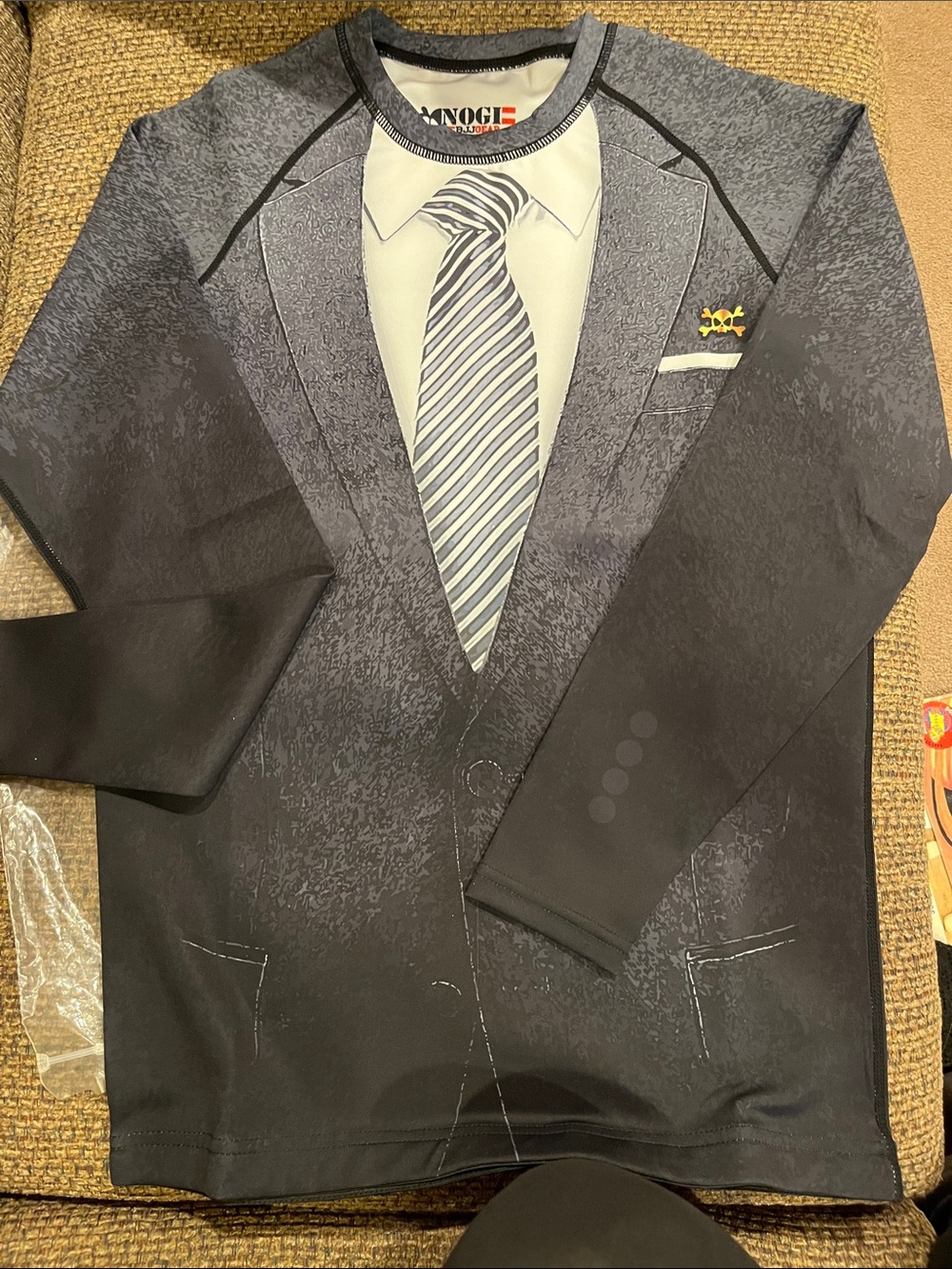 Xmartial fake suit jacket print martial art compression shirt size M-L NWT